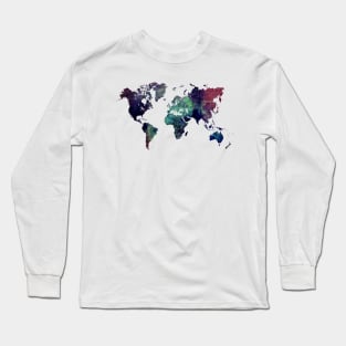 world map nuclear world  #map #worldmap Long Sleeve T-Shirt